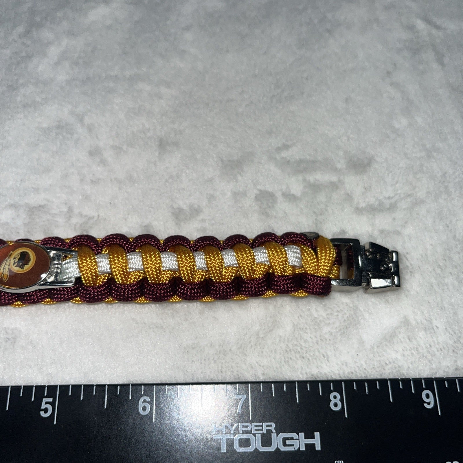 Redskins Bracelet Handmade Shoe String Burgundy And Gold Logo Center Metal Clasp