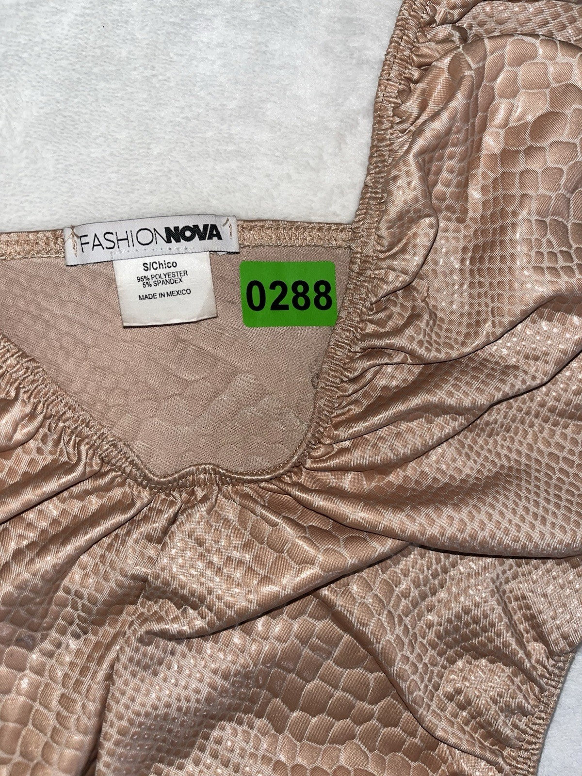 Fashion Nova Tan Snake Skin One Piece Bikini Small Made In Mexico