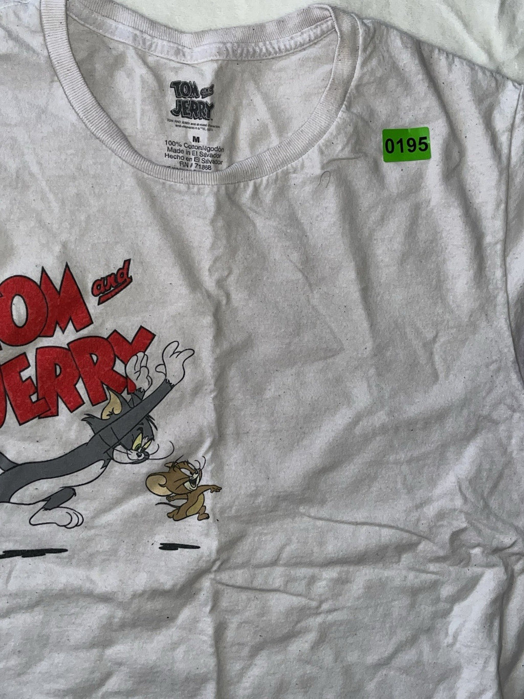 Tom and Jerry T Shirt Men’s White Graphic Medium Short Sleeve