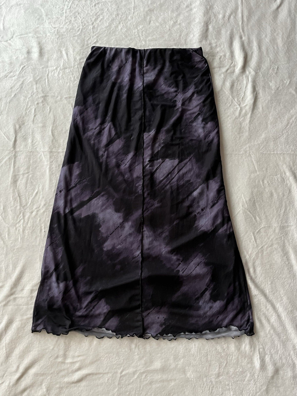 Women’s Long Skirt Slip On Elastic Waist Medium Long Purple Black 