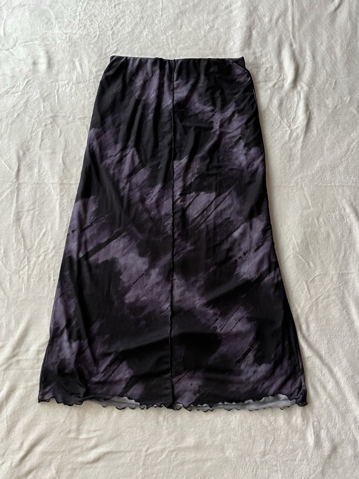 Women’s Long Skirt Slip On Elastic Waist Medium Long Purple Black 