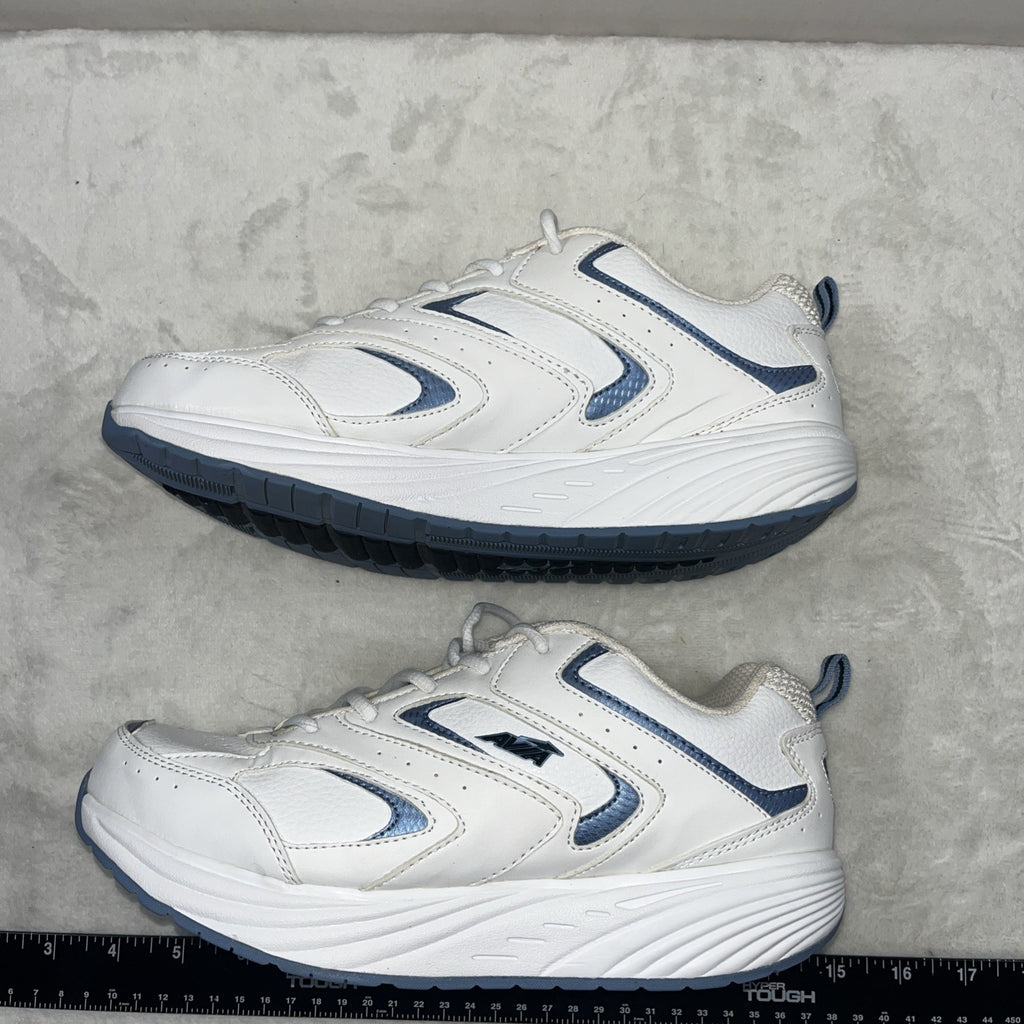 Avia Women’s Athletic Walking And Toning Shoes White Blue Size 8.5 