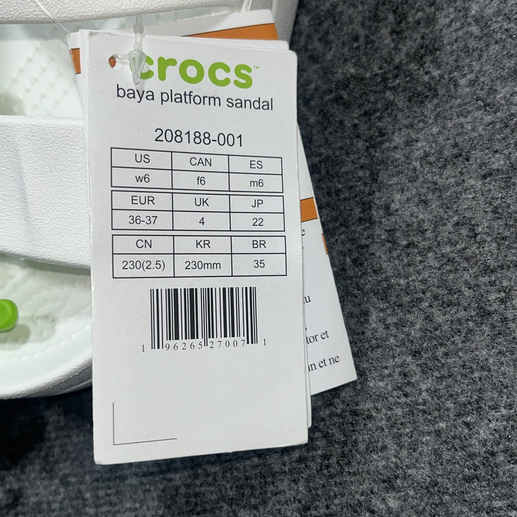 Crocs Unisex Baya White Slide Sandals Shoes Womens Size 4