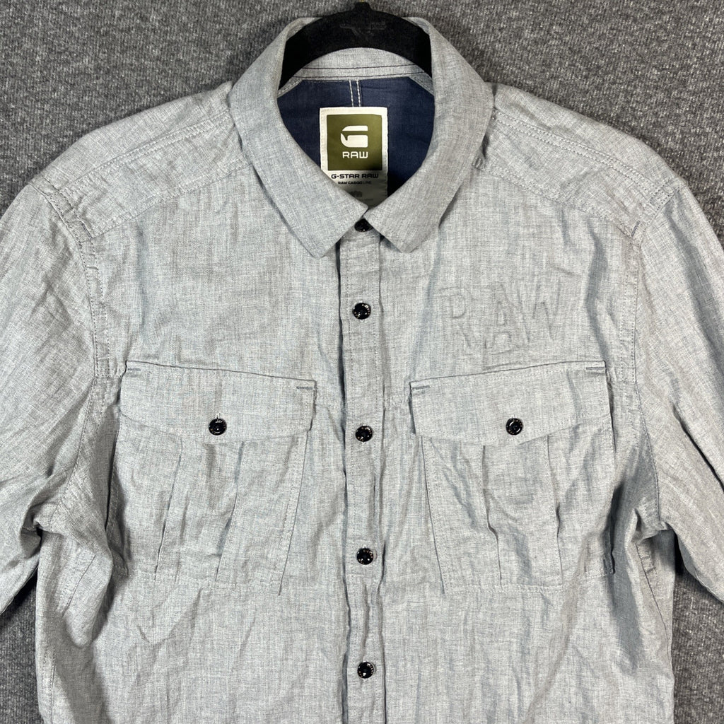 G star RAW men’s cargo shirt gray extra large button up polo longsleeve