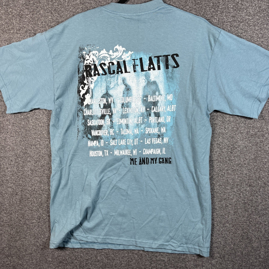 Y2K Rascal Flatts "Me and My Gang" Concert Tour T-shirt Men’s L Blue 