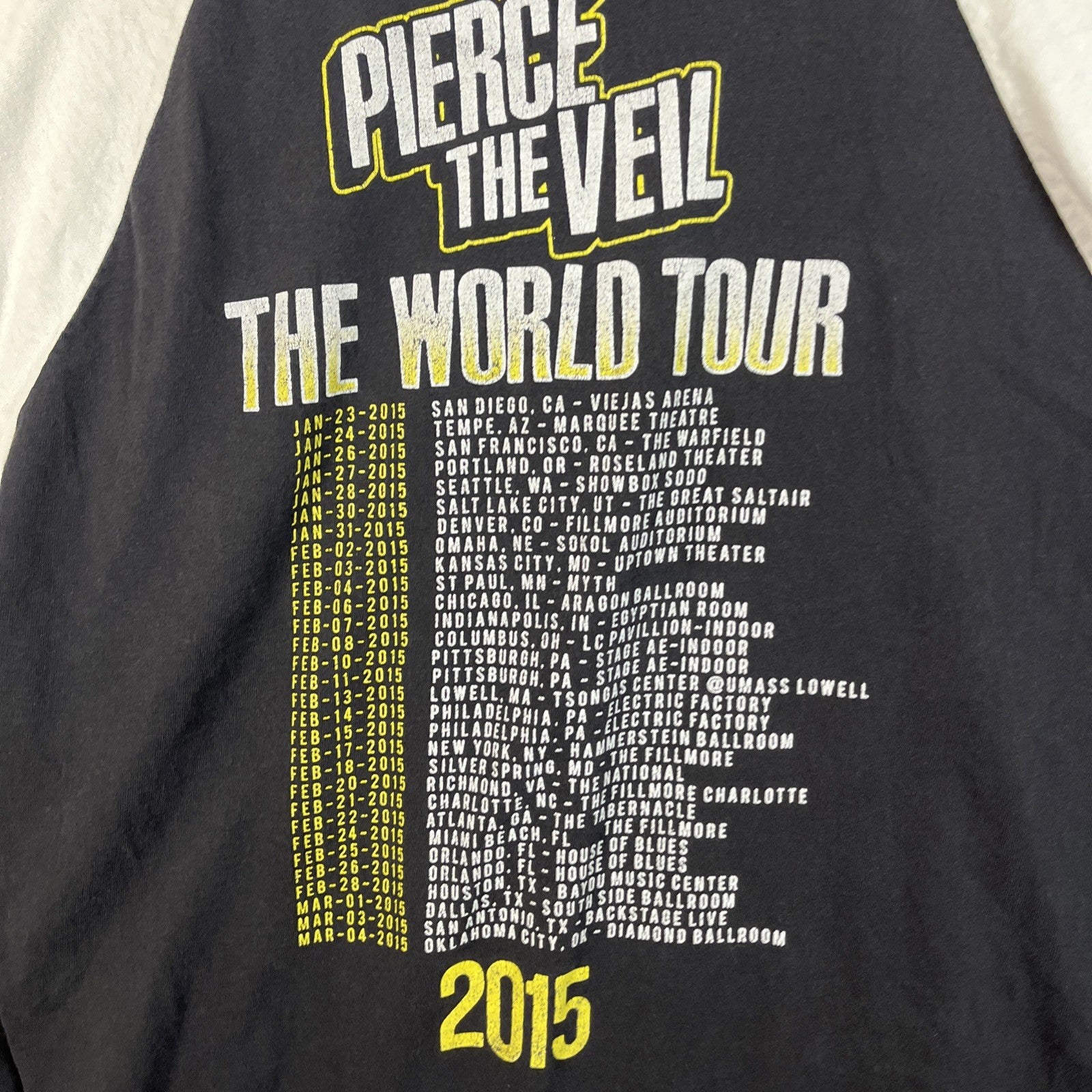 Pierce The Veil Baseball Tee Men’s 3/4 Sleeves XL Men’s Crew Neck 