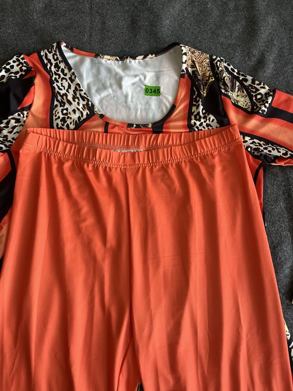 EMERY ROSE 2pcs Women's Fleece Loose Long Sleeve Shirt Set Orange XL Pants 
