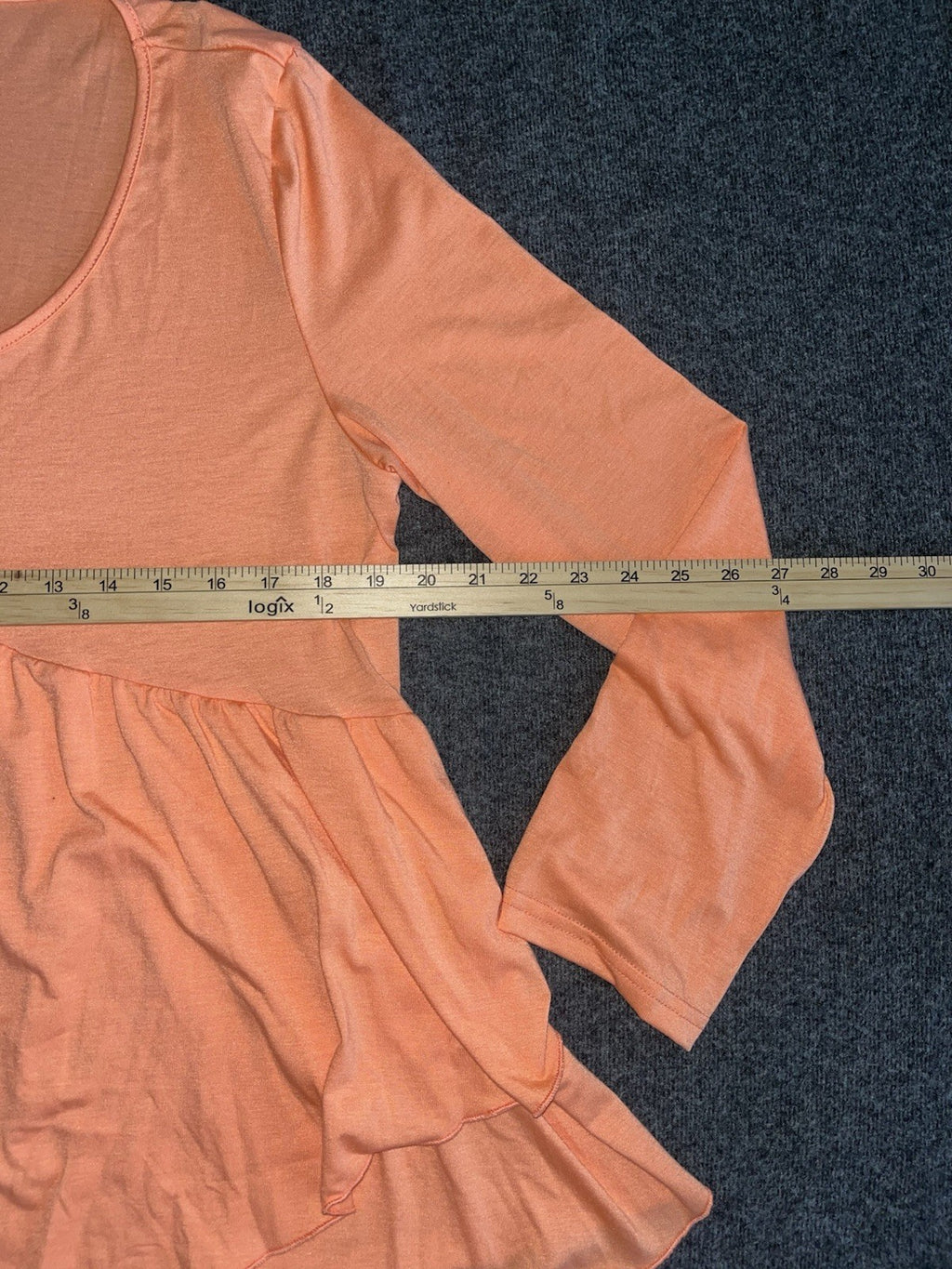 Women’s Blouse Peplum Crew Neck Orange XL Buttons Ruffle 