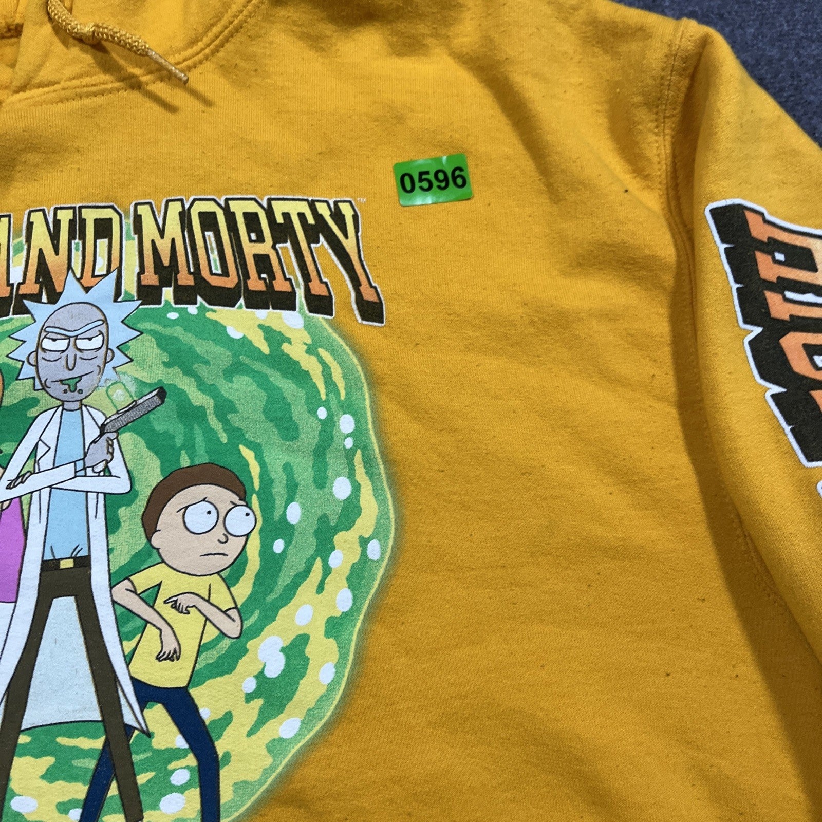Ricky And Morty Hoodie Graphic Size Medium Yellow Long Sleeve