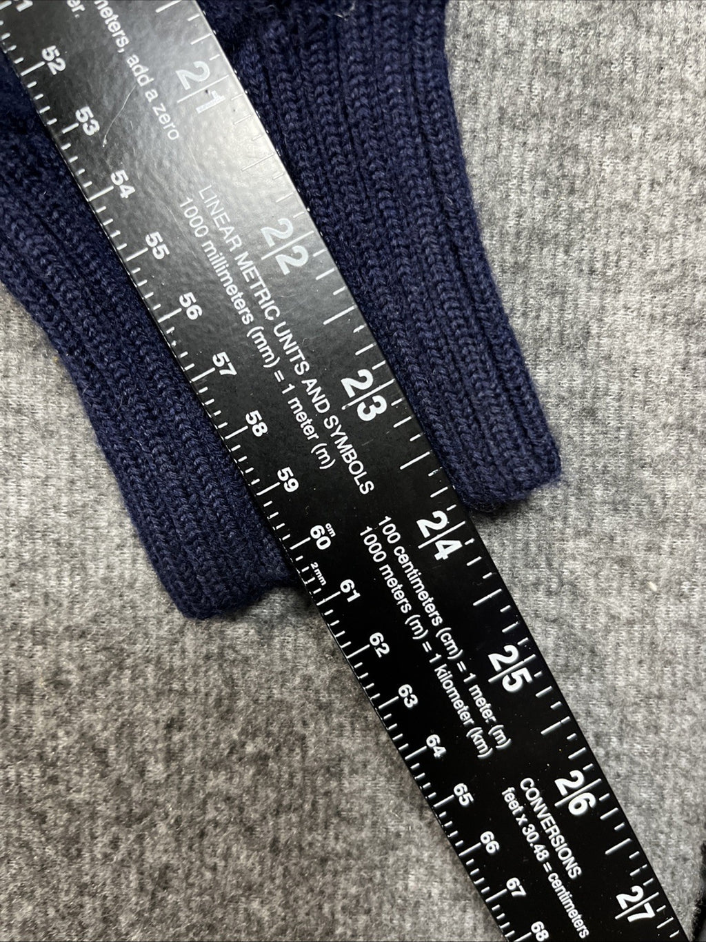Orvis Men XL Foul Weather Sweater Wool Lined Navy Blue Fleece Lined Pockets VTG