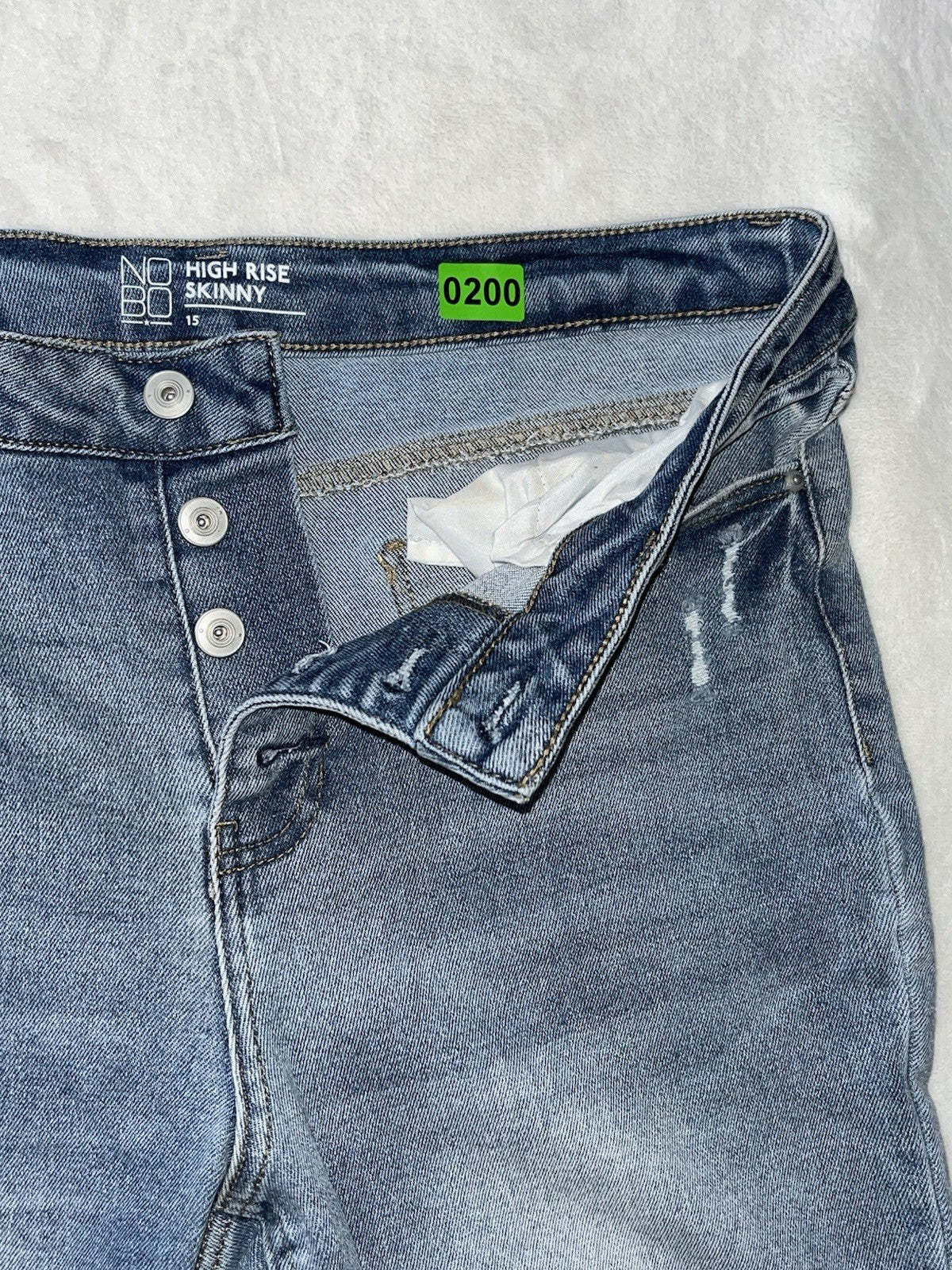 No Boundries Juniors High Rise Medium Wash Blue Stretch Denim Skinny Jeans Sz 15