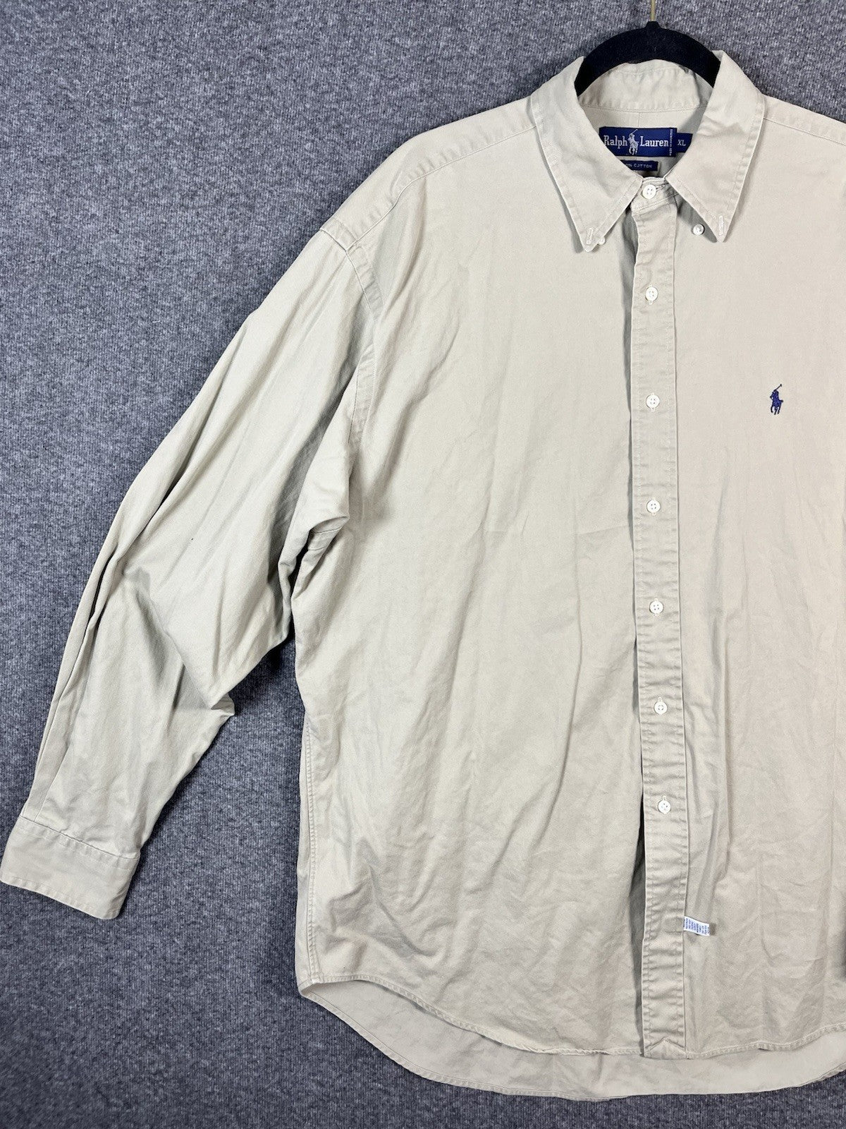 Polo Ralph Lauren Men's XL Big Shirt Beige Button-Down Long Sleeve 100% Cotton