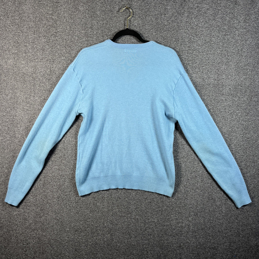Vintage Garan Sweater Mens Large Blue 90s V Neck Long Sleeve 