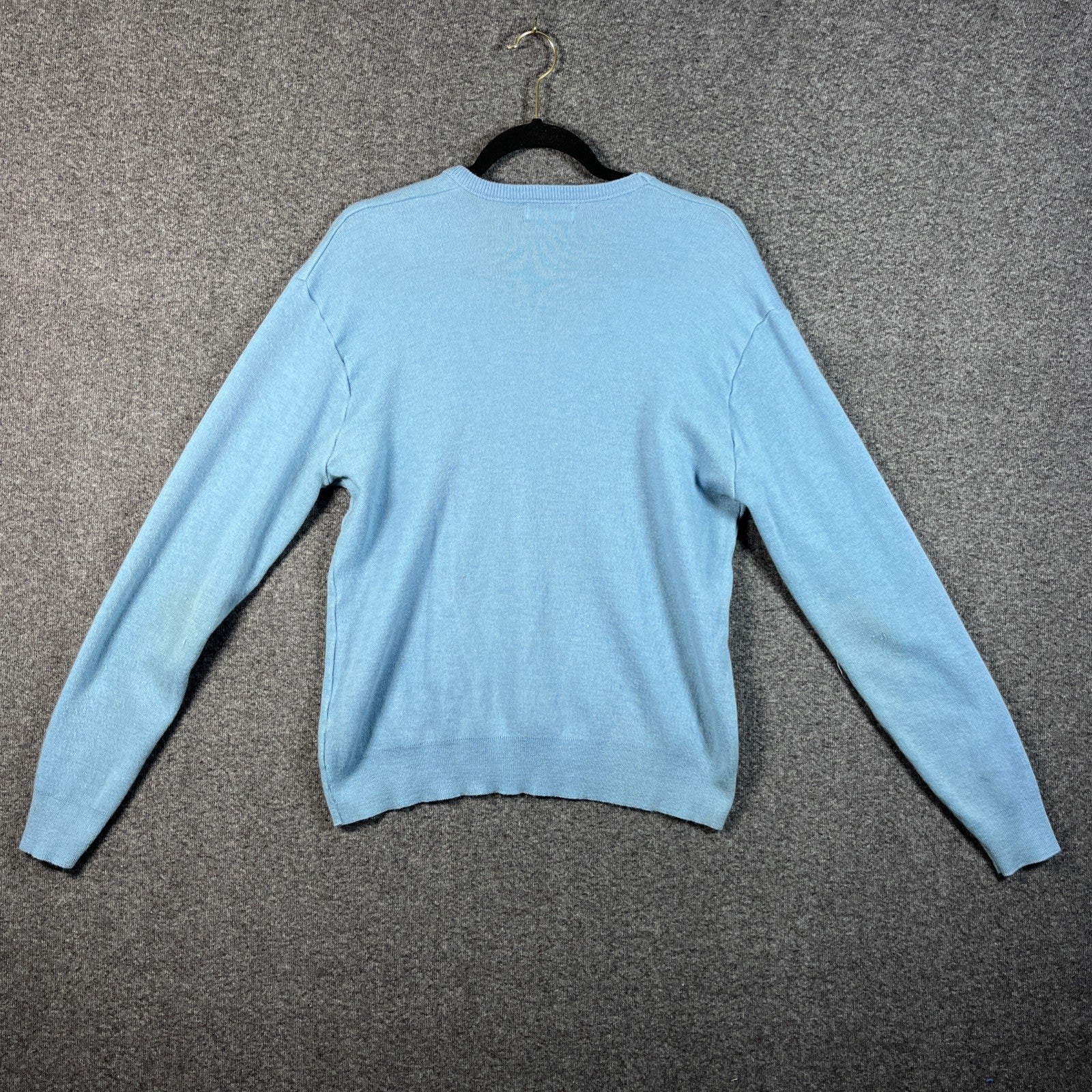 Vintage Garan Sweater Mens Large Blue 90s V Neck Long Sleeve 
