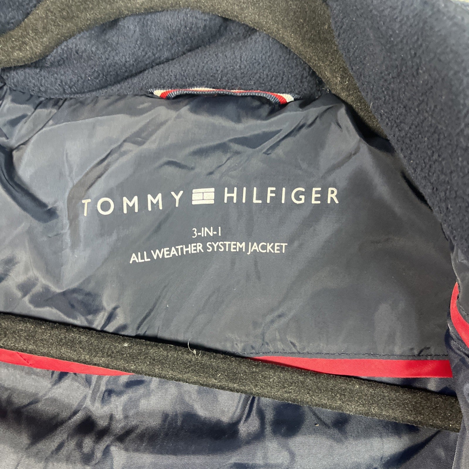 Tommy Hilfiger Women's 3-in-1 Jacket Removable Hoodie Navy/White