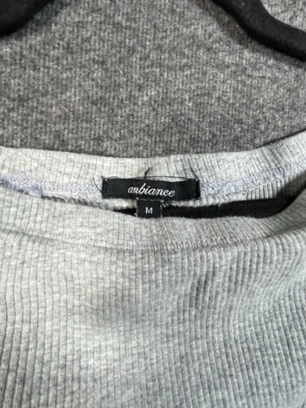 Ambiance grey ribbed off-shoulder long-sleeve top M Regular Fit Pullover 