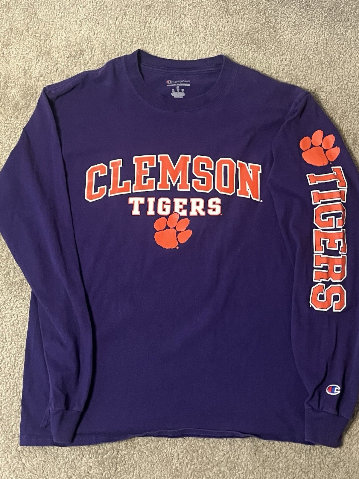 Champion Clemson Tigers Long Sleeve Purple Size Medium