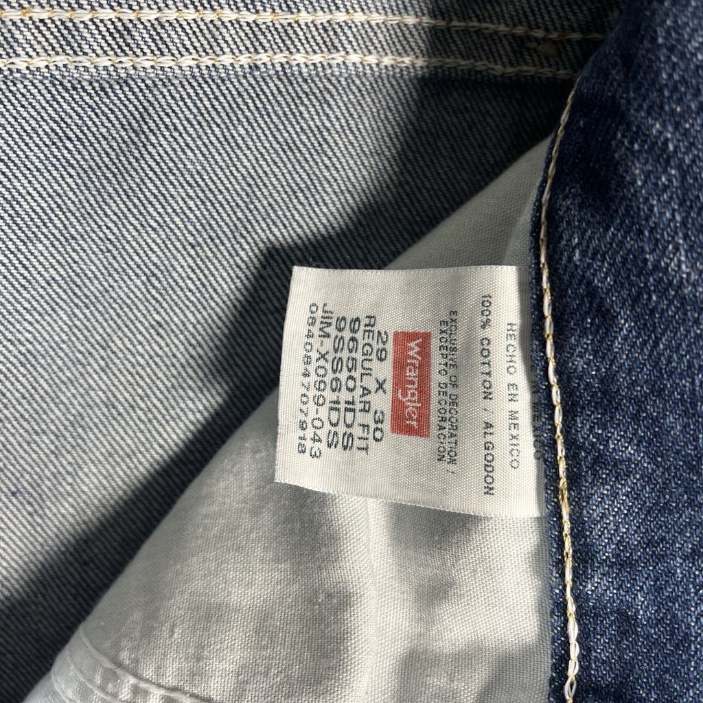 Wrangler premium denim men’s straight leg blue size 29×30 regular fit button zip
