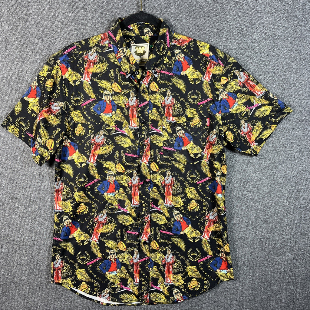RSVLTS WWE Legends Ric Flair "Nature Boy" short-sleeve button-down shirt M Mens 