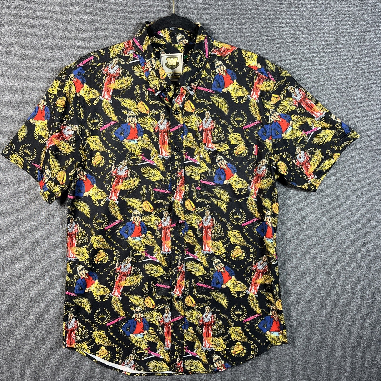 RSVLTS WWE Legends Ric Flair "Nature Boy" short-sleeve button-down shirt M Mens 