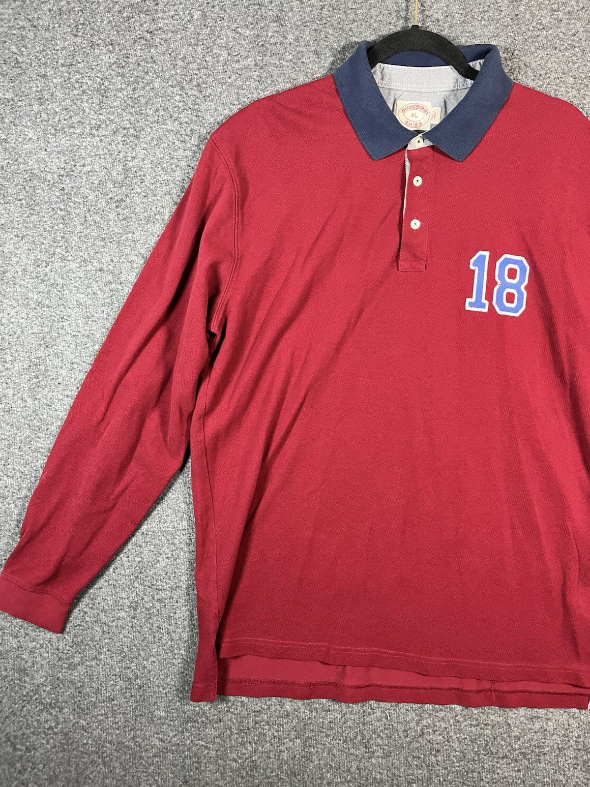 Brooks Brothers Polo Shirt Men's 2XL Red Long Sleeve Cotton Casual Original Fit