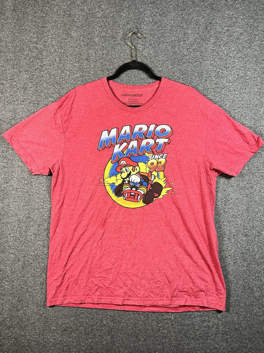 Nintendo Super Mario Men's Mario Kart Since '92 graphic T-shirt heather red XL