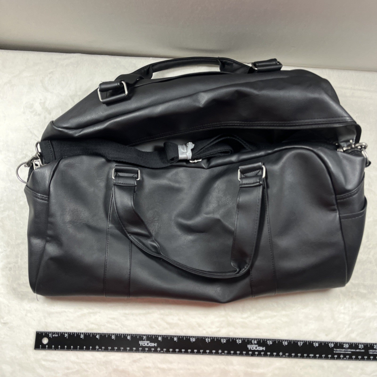 Brooklyn Nets Duffel Bag Black Leather New 