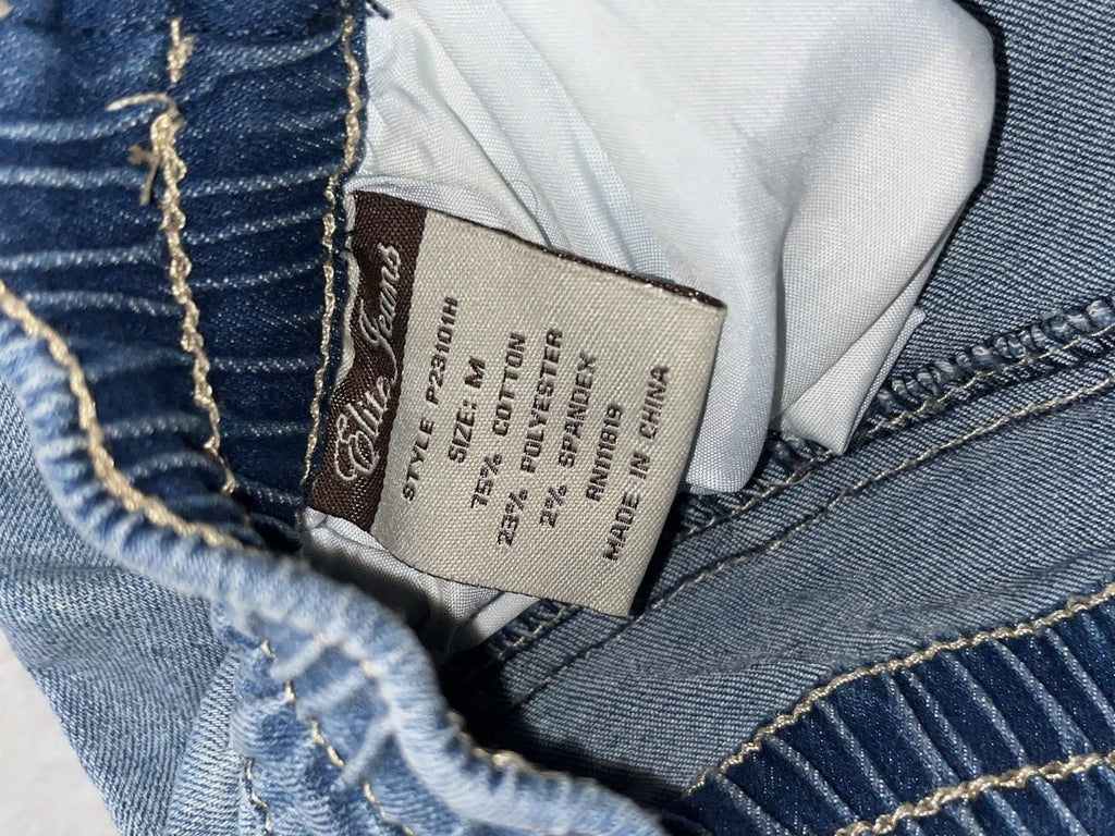 Elite Jeans Jogger Blue Denim Cargo Pockets Pull On Medium 