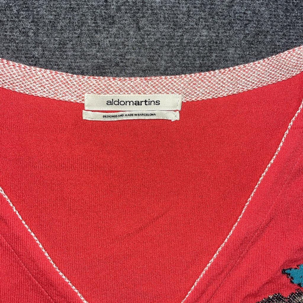 Women’s Aldo Martins Floral Knit Sweater SizeL- XL Coral Red Wool Blend