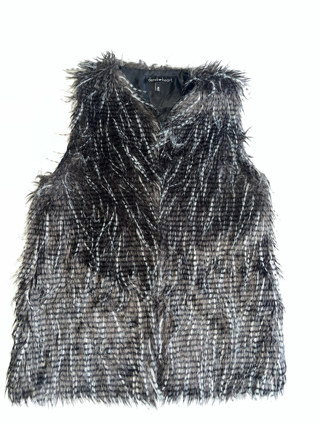 Derek Heart Women’s Feather Vest N Black Gray 