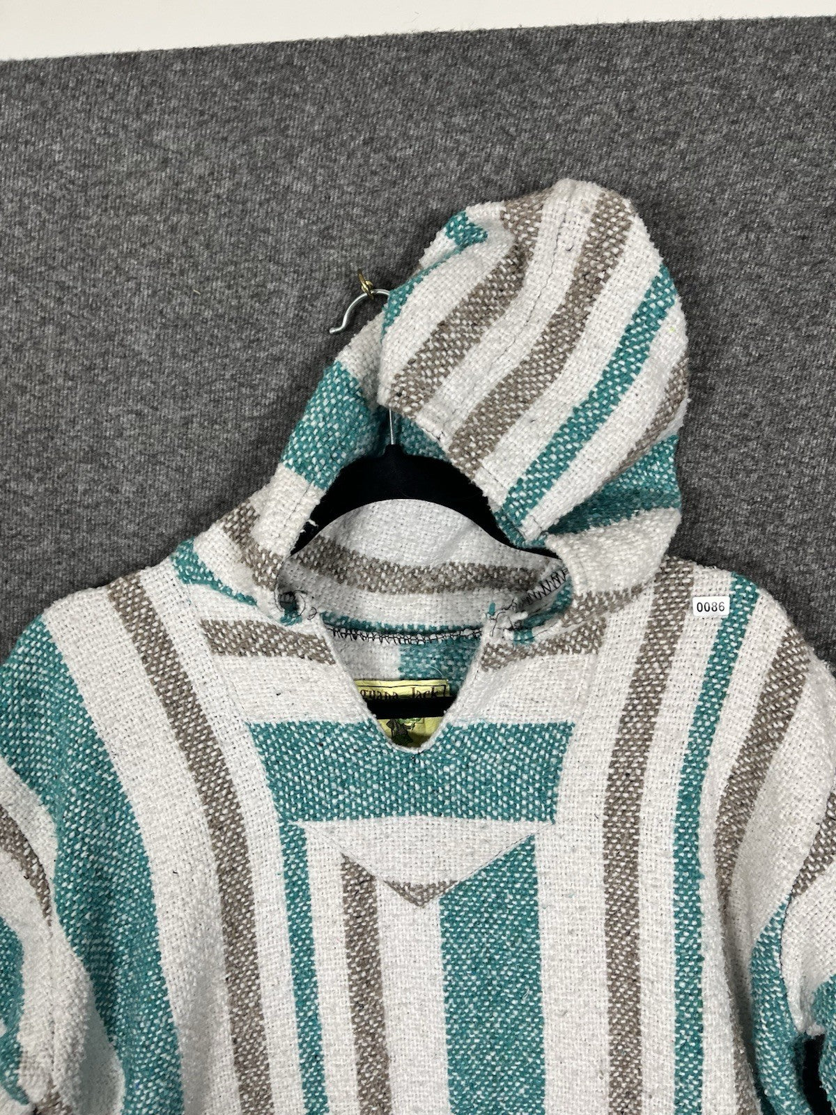 Iguana Jack Mens Baja Hoodie Size Medium Green Pullover Hooded Striped Sweater