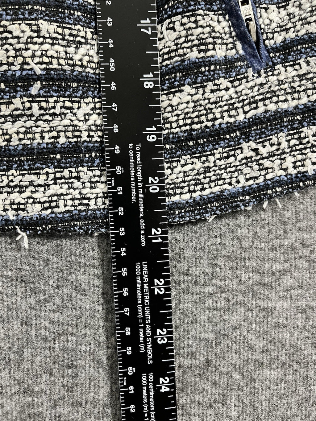 Ann Taylor Loft Blue Two Tone Striped Zip Front Blazer Jacket Collarless Size 2