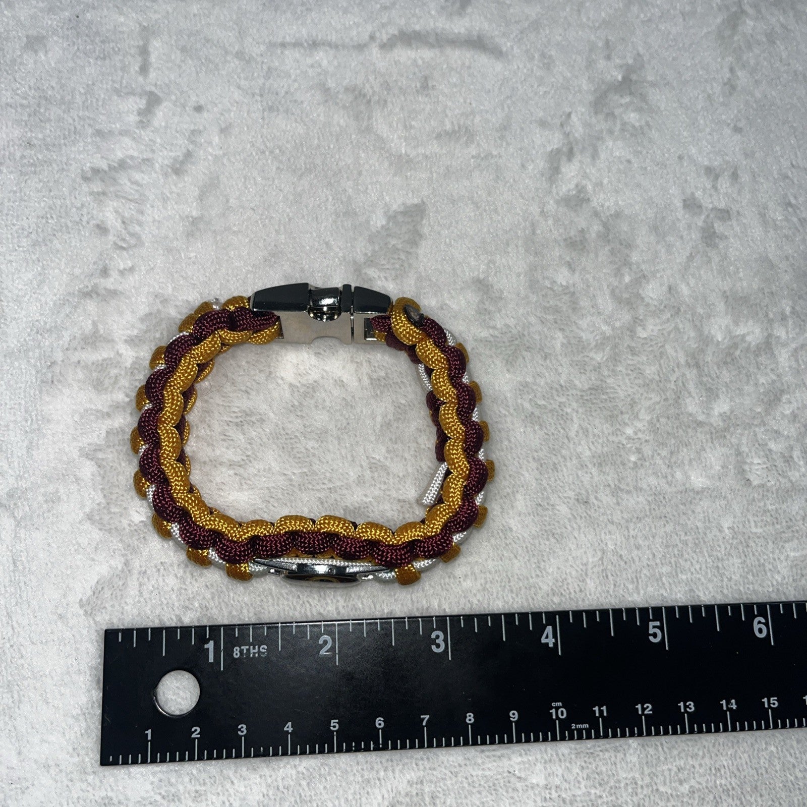 Redskins Bracelet Handmade Shoe String Burgundy And Gold Logo Center Metal Clasp