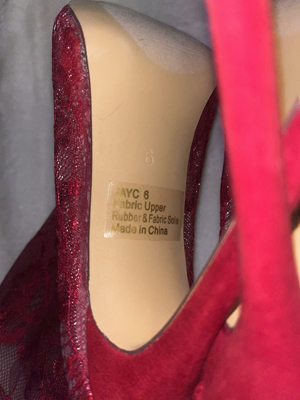 Fashion Nova Red JAYC Lace Ankle Bootie Stiletto Heel Womens Size 6 