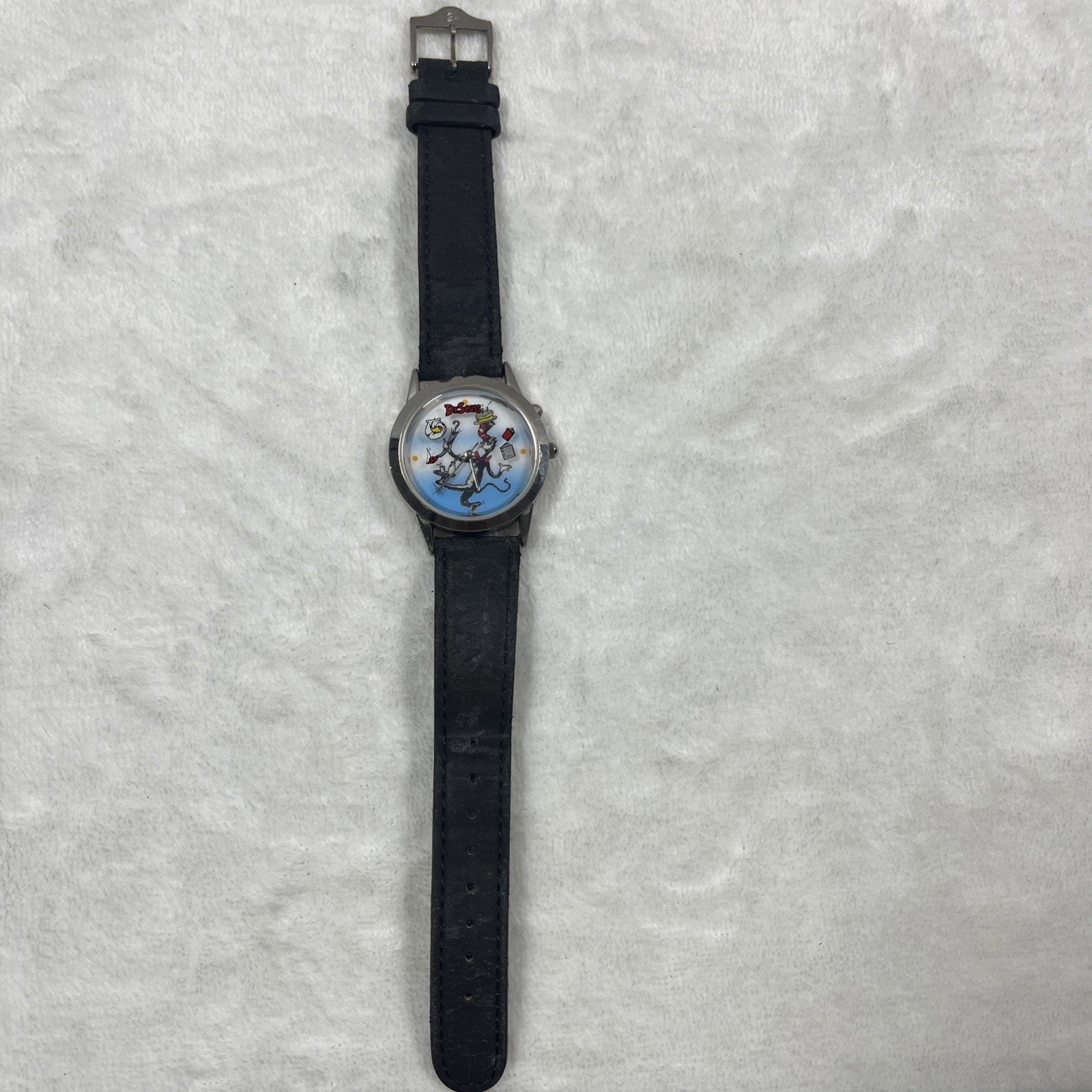 The Cat In The Hat Dr. Suess Watch Leather Stainless Steel 1997 Water Resistant 