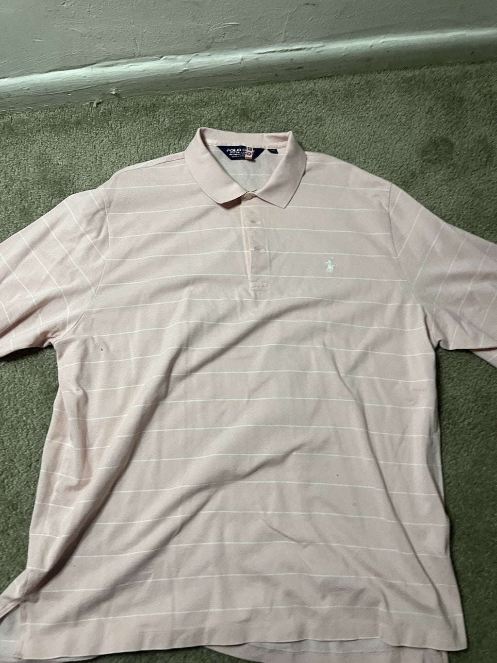 Polo Golf Ralph Lauren Polo Cotton Pink & White Stripe Preppy Shirt Size XL