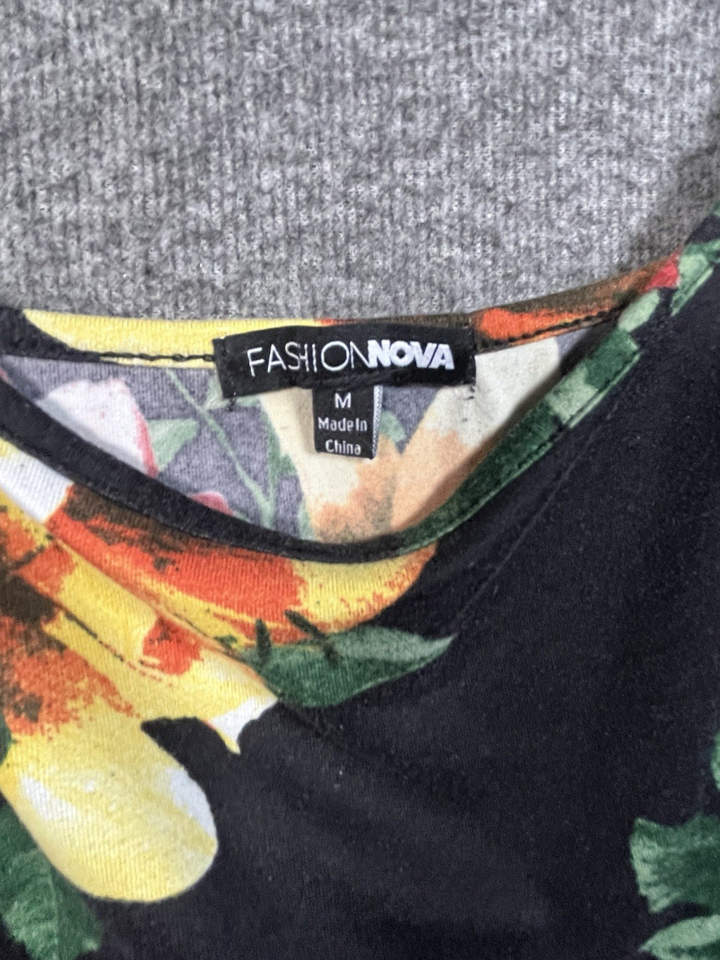 Fashion Nova floral print bodycon midi dress M 