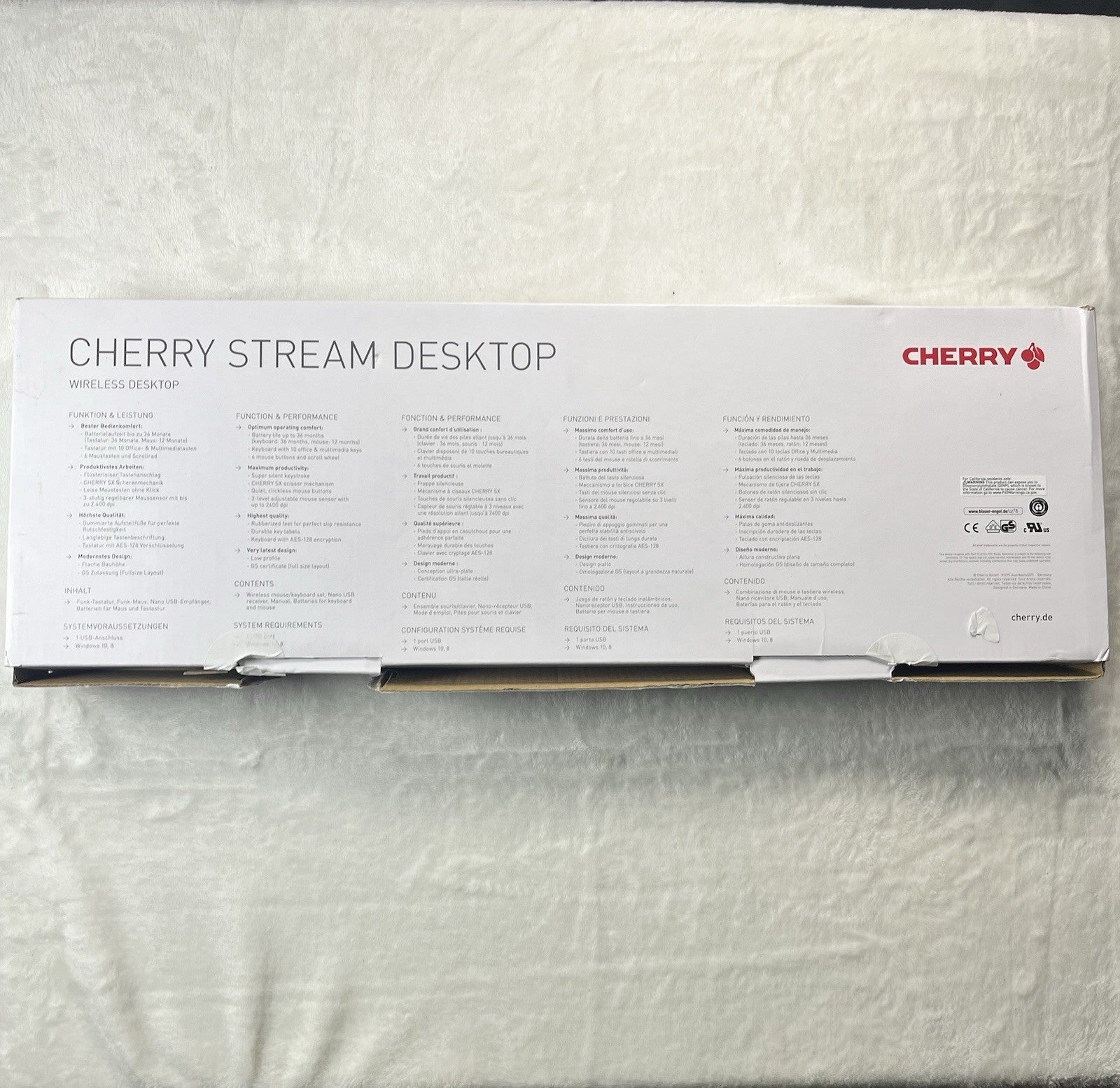 Open Box Cherry Stream Wireless Keyboard and Mouse Combo Black JD-8560US-2