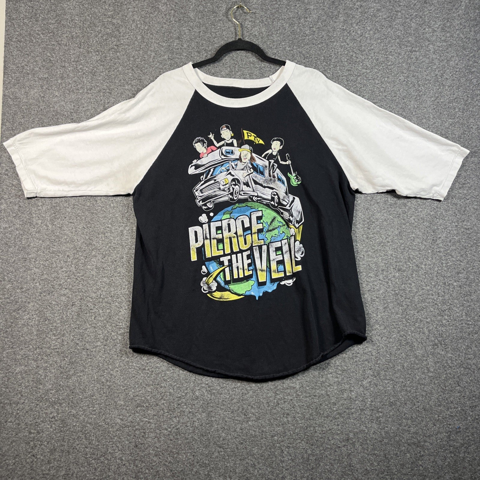 Pierce The Veil Baseball Tee Men’s 3/4 Sleeves XL Men’s Crew Neck 