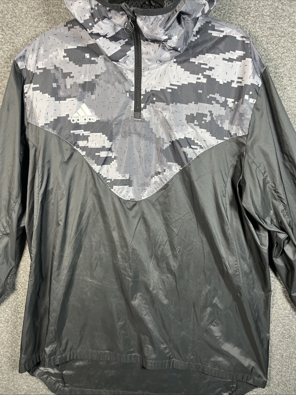 Adidas Soccer Tan ADV Windbreaker Camouflage Jacket 1/4 Zip Men’s XL Black 
