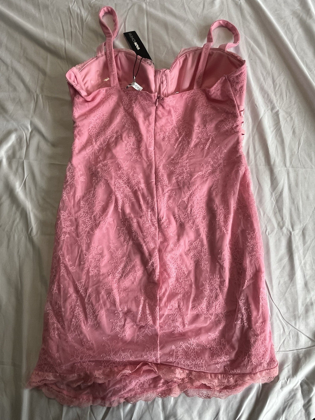 Fashion Nove Steal Your Heart Lace Mini Dress Pink Women’s Size XL