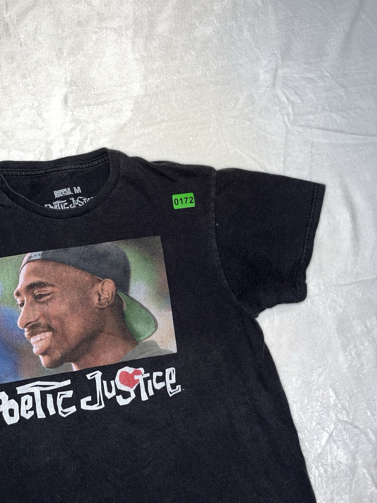 Poetic Justice Tupac Shirt Crew Neck Short Sleeve Black Unisex Medium 