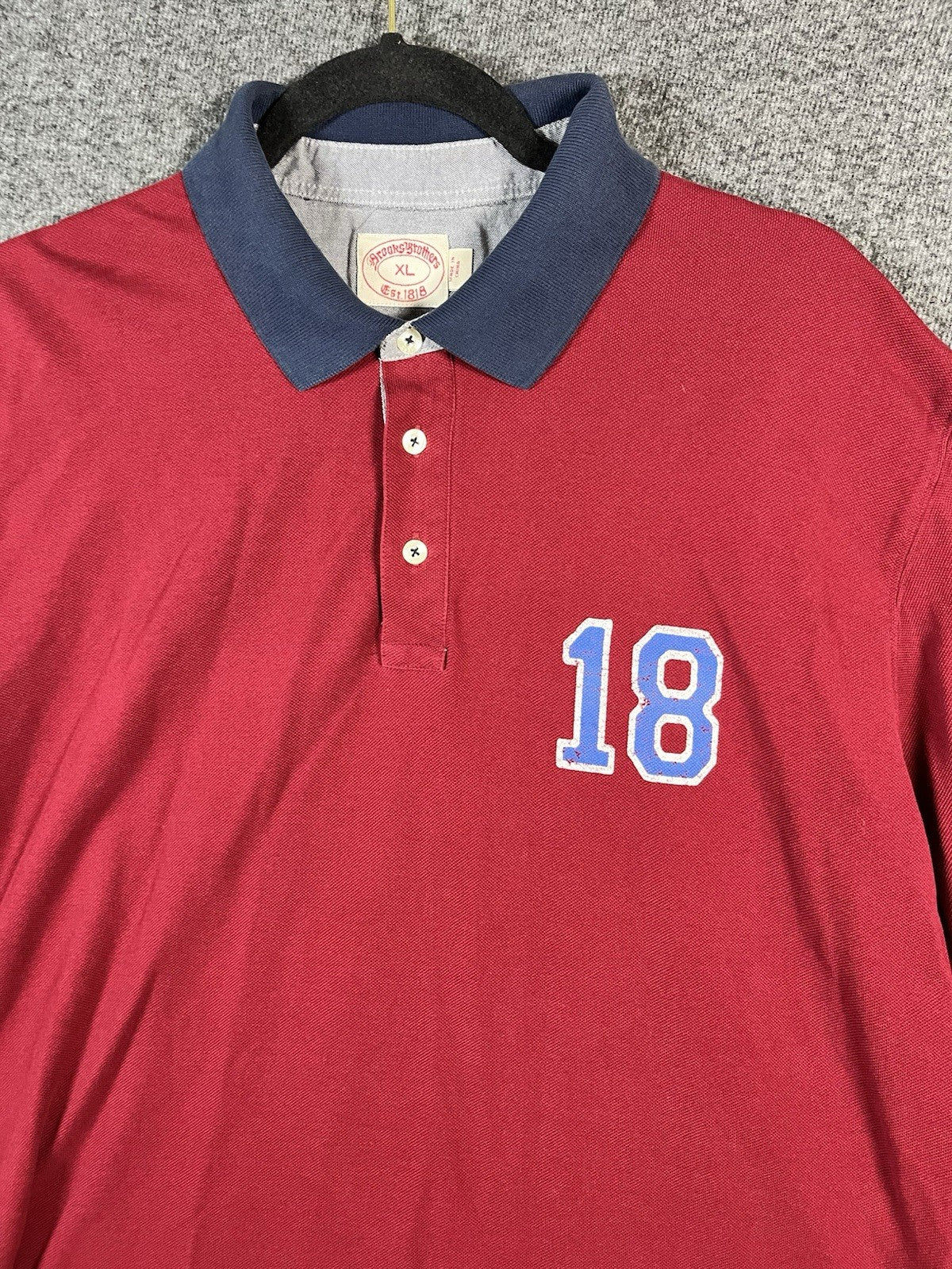 Brooks Brothers Polo Shirt Men's 2XL Red Long Sleeve Cotton Casual Original Fit