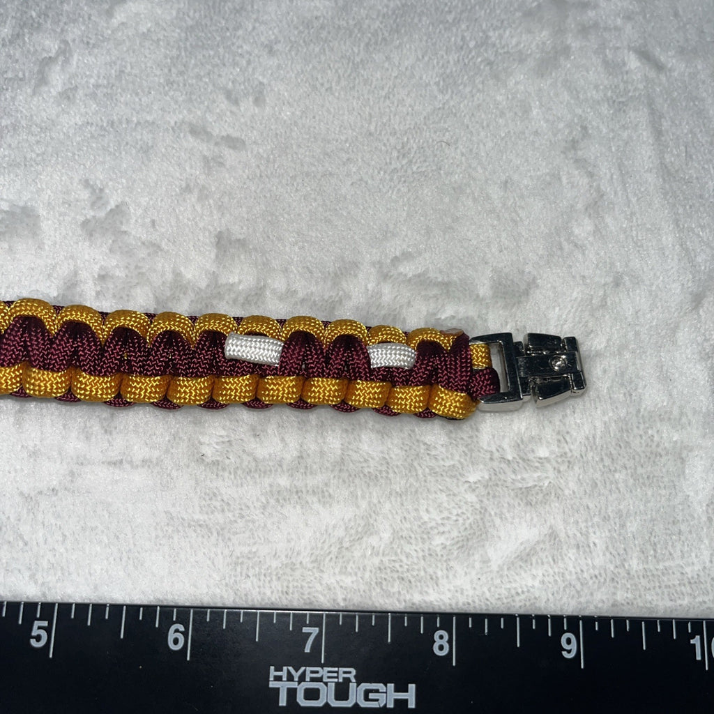 Redskins Bracelet Handmade Shoe String Burgundy And Gold Logo Center Metal Clasp