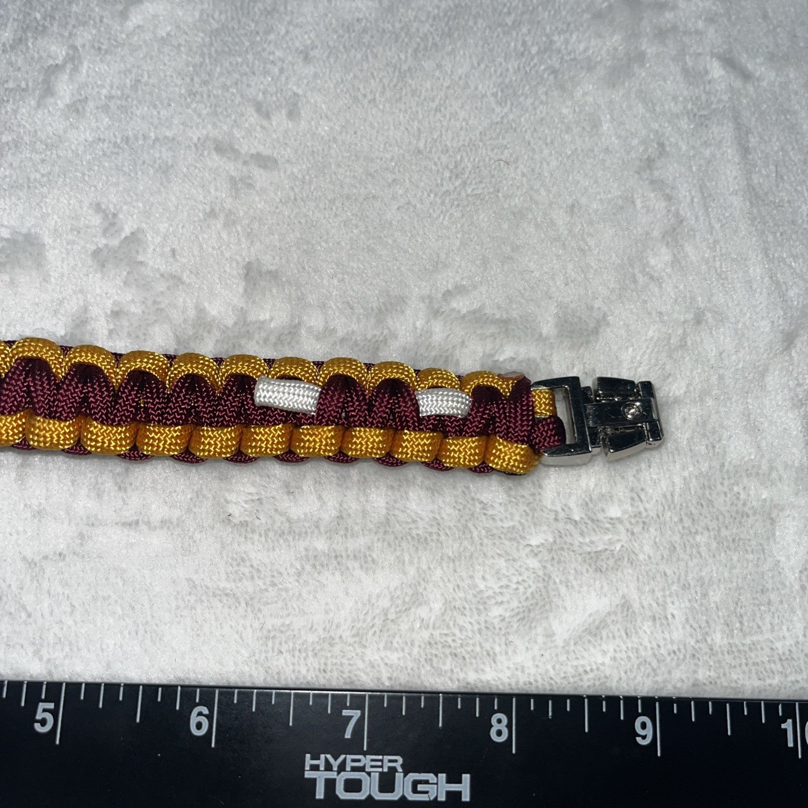 Redskins Bracelet Handmade Shoe String Burgundy And Gold Logo Center Metal Clasp