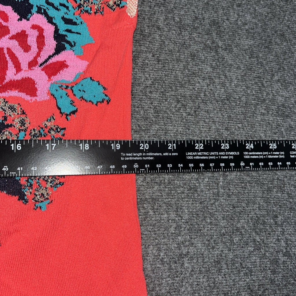 Women’s Aldo Martins Floral Knit Sweater SizeL- XL Coral Red Wool Blend