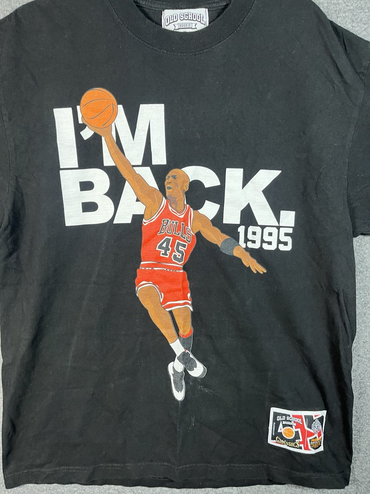 vintage 1995 Michael Jordan "I'm Back" Chicago Bulls t-shirt Black XL Crew Neck 