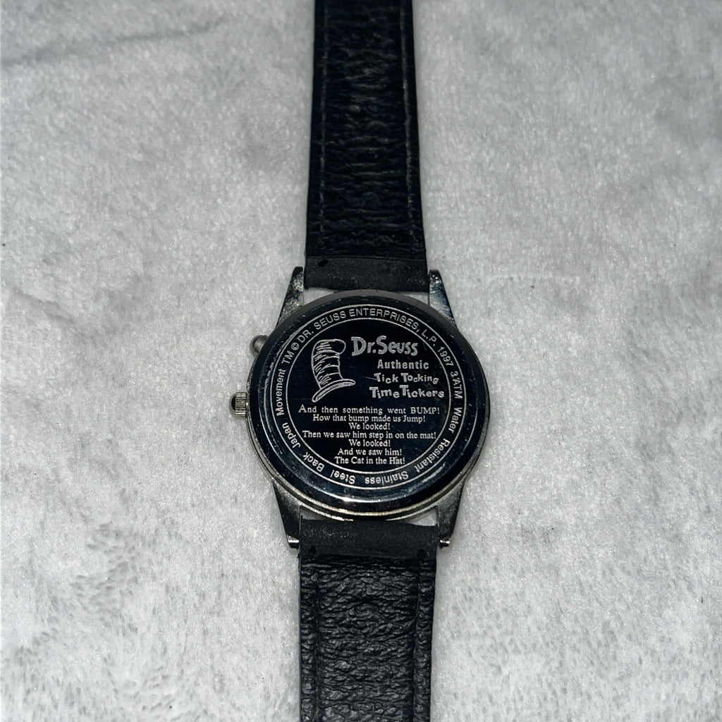 The Cat In The Hat Dr. Suess Watch Leather Stainless Steel 1997 Water Resistant 