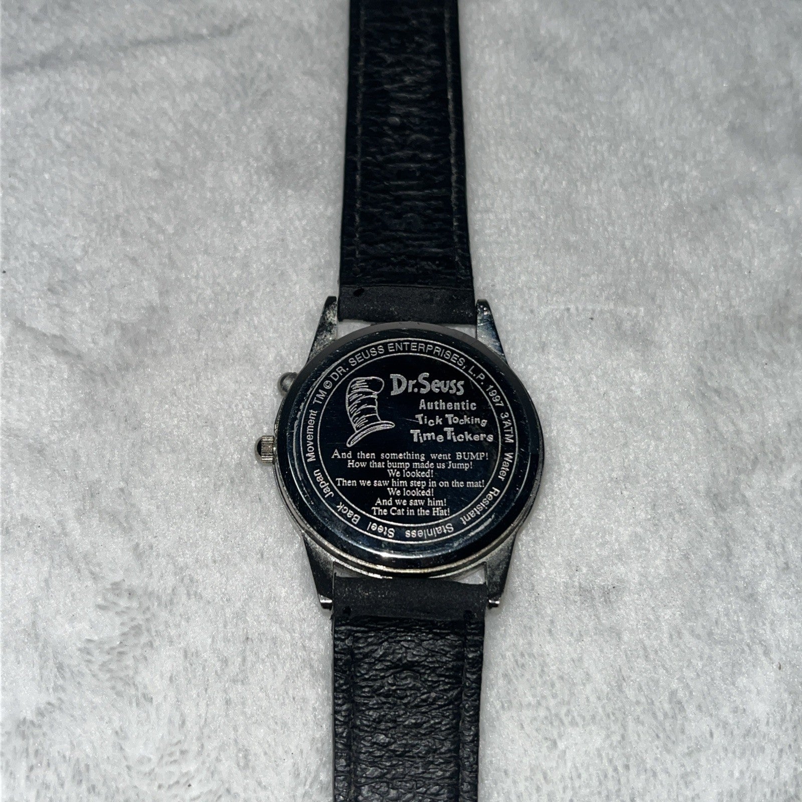 The Cat In The Hat Dr. Suess Watch Leather Stainless Steel 1997 Water Resistant 