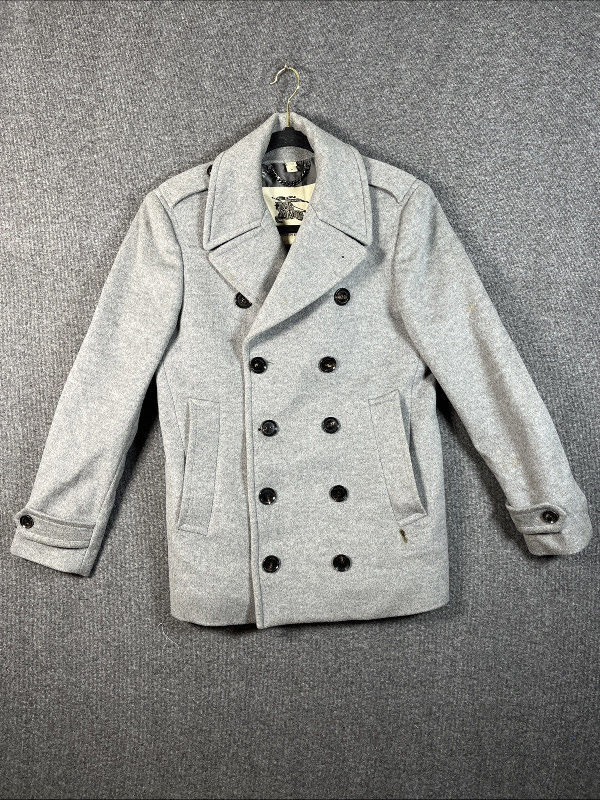 Burberry London Peacoat Women’s Gray Size 46 Wool Button Closure 